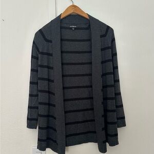 Express Charcoal Gray and Black Striped Cardigan Size XS